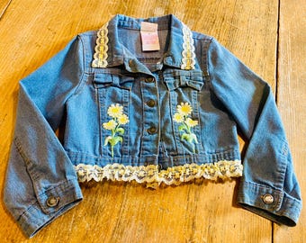Embellished Denim Jacket: Upcycled Toddler Jean Jacket, Size 6 mos.