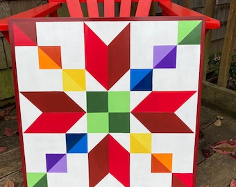 Hand Painted Geodesic Barn Quilt: Colorful Outdoor Art (2'x2')