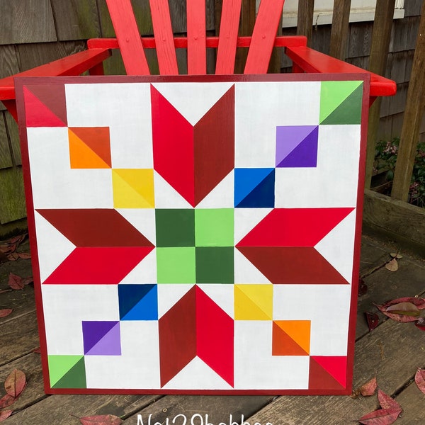 Hand Painted Geodesic Barn Quilt: Colorful Outdoor Art (2'x2')