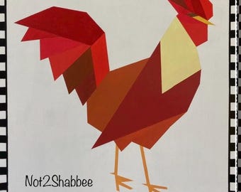 Hand Painted Rooster Barn Quilt: 2' outdoor Farmhouse Decor