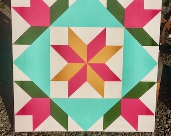 Hand Painted Made to Order Barn Quilt 2'x 2' on outdoor sign board