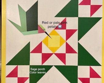 Hand Painted Hummingbird Barn Quilt: 2'x2' Wooden sign board.