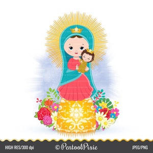 Onze Lieve Vrouw van de Pijler, Moeder Maria clipart, Virgencitas, Maagd Maria, Religieuze clipart