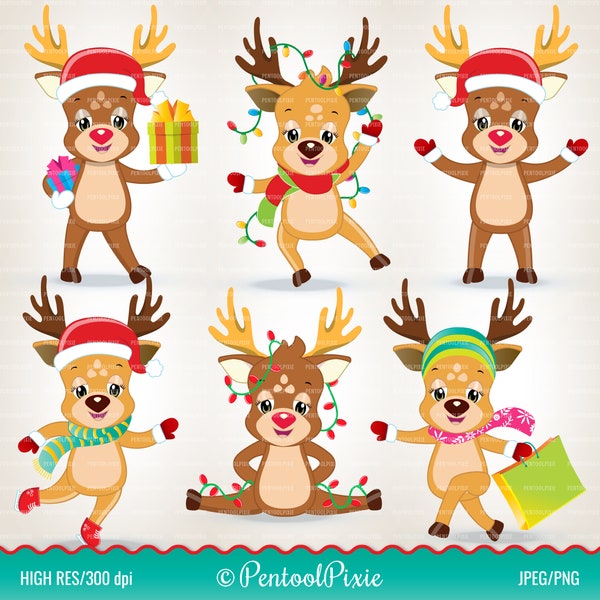 Christmas Reindeer Clipart, Christmas clipart, reindeer clipart, Rudolph Clipart, Christmas party clipart