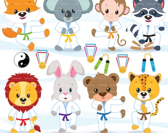 Karate animals clipart, Ninja clipart, karate kid, karate clipart, jiu jitsu