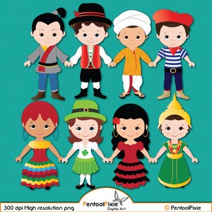 Kinder der Welt Clipart TEIL 2, Kinder auf der ganzen Welt, Weltkinder, Globale Clipart, Kinder, Unity Clipart, ethnische Kinder