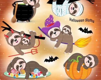 Sloth clipart, Halloween sloth, Halloween clipart, Halloween party, Trick or treat clipart