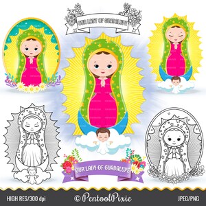 Onze-Lieve-Vrouw van Guadalupe clipart, Virgen de guadalupe, Mother Mary clipart, Virgencitas, Maagd Maria, religieuze clipart, Bijbel, zondagschool