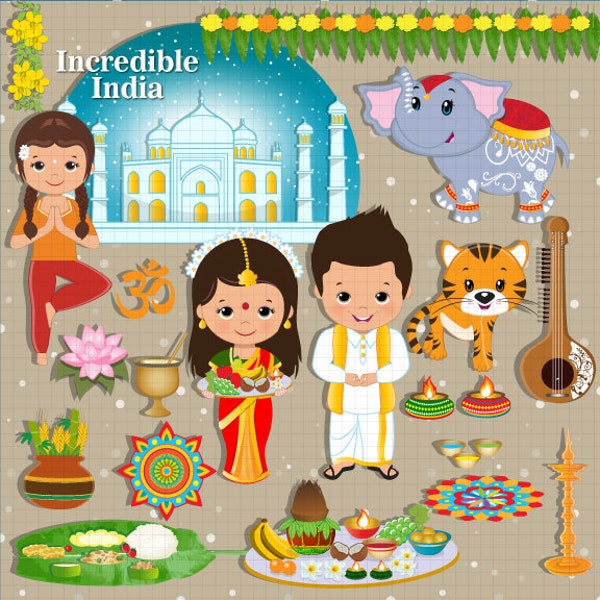 Incredible India clipart, India, Indian, ethnic, celebration clipart, Festival clipart