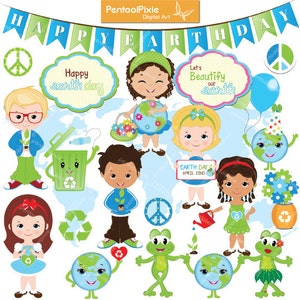 Earth day clipart, Globe, Kids, environmental, educational, Recycle clipart