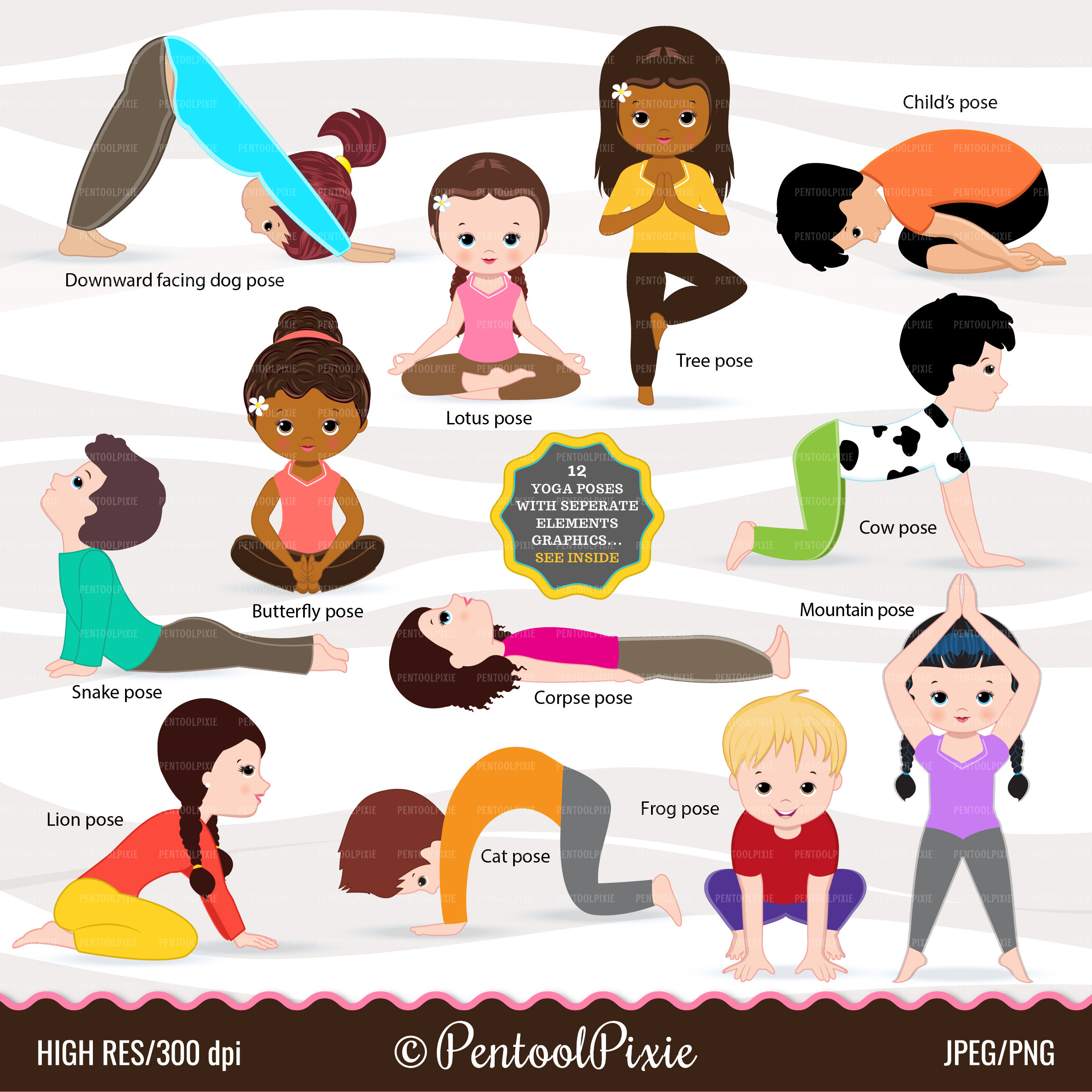 Yoga Clipart Kids Yoga Meditation Exercise Clipart Yoga Etsy Singapore