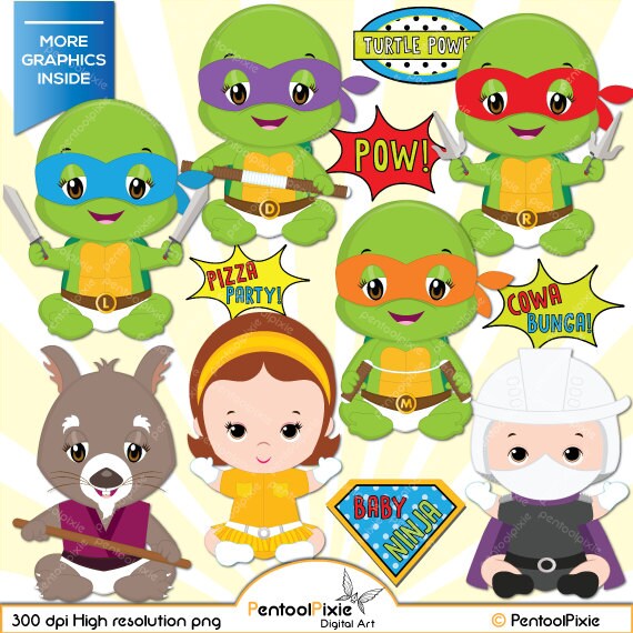 Baby Ninja Turtles Clipart Ninja Babys Superhelden Babys Etsy
