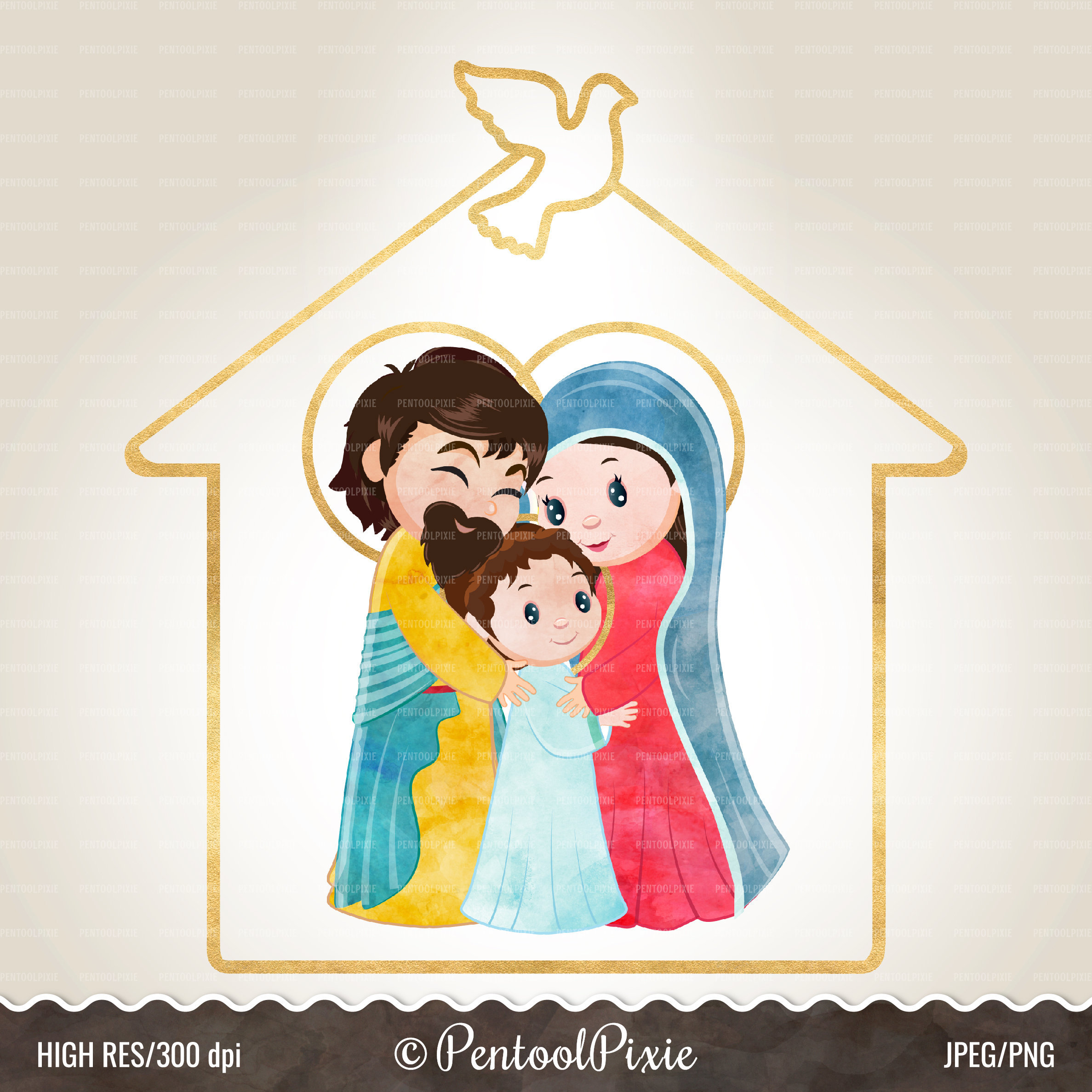 Jesus clipart Holy family Holy Spirit Holy Trinity the | Etsy