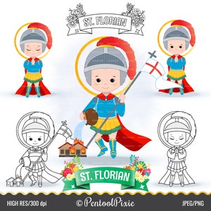 St. Florian Clipart, Heilige Clipart, niedliche Heiligen, St. Florian, katholische Heilige, Santo, Katechese, Sonntagsschule Clipart