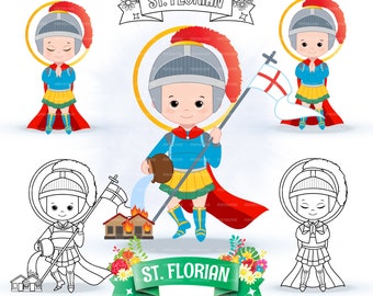 Saint Florian clipart, Saints clipart, cute saints, St. Florian, Catholic saints, santo, catechesis, sunday school clipart