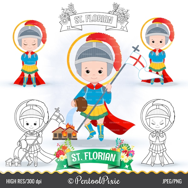 Saint Florian clipart, Saints clipart, cute saints, St. Florian, Catholic saints, santo, catechesis, sunday school clipart