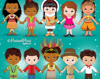 Children of the World clipart, PART 3, Children around the World, World Children, Global clipart, Children, Unity clipart, Ethnic  Kids