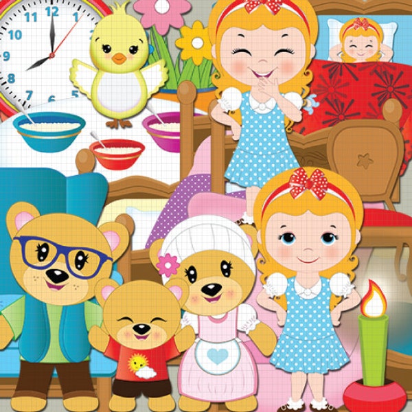 Goldilocks clipart, Three bears clipart, Story, Fairytale clipart