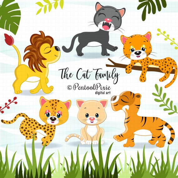 Cat Family Clipart Wild Cats Jungle Animal Clipart Lion - Etsy New Zealand Cat Family Clipart Wild Cats Jungle Animal Clipart Lion - Etsy New Zealand