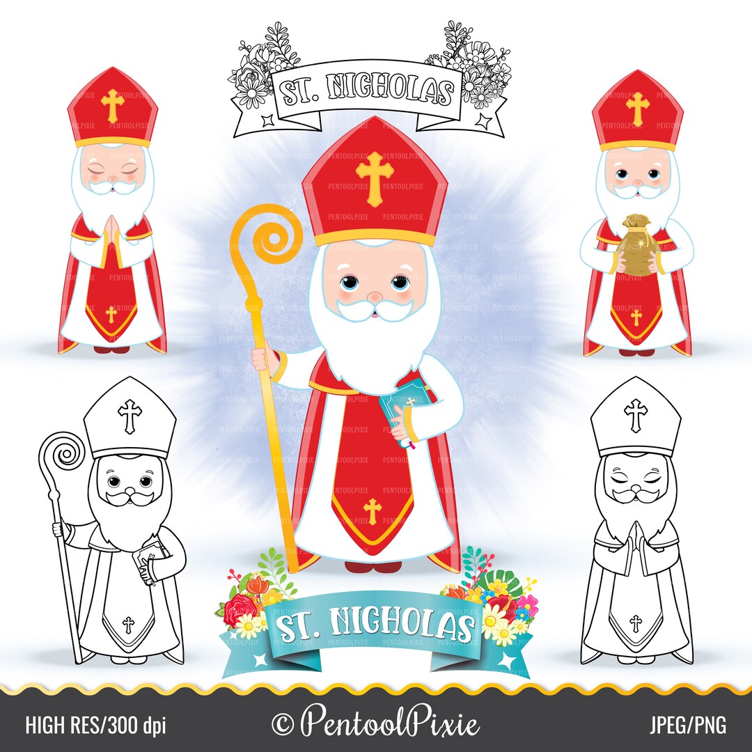 Saint Nicholas Clipart Saints Clipart Cute Saints St. - Etsy