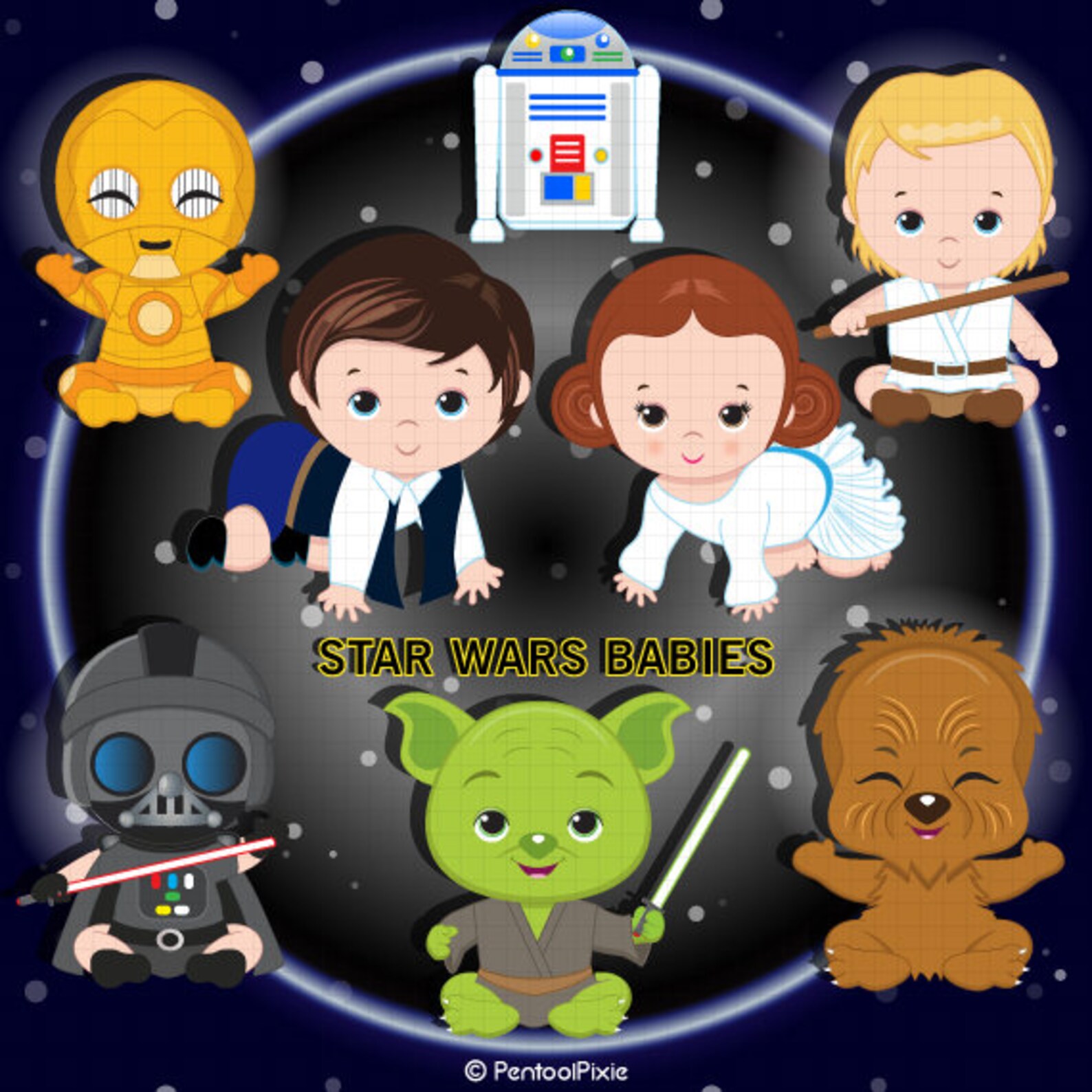 Star Wars Babies Digital clipart Part 1 Etsy