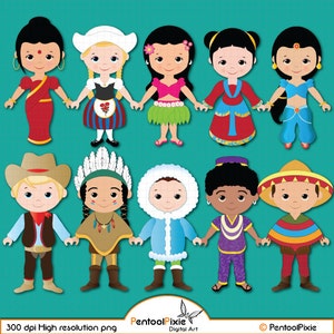 Children of the World clipart PART 1, Children around the World, World Children, Global clipart, Children, Unity clipart, Ethnic  Kids