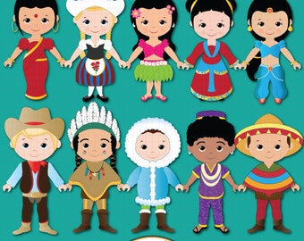 Children of the World clipart PART 1, Children around the World, World Children, Global clipart, Children, Unity clipart, Ethnic  Kids