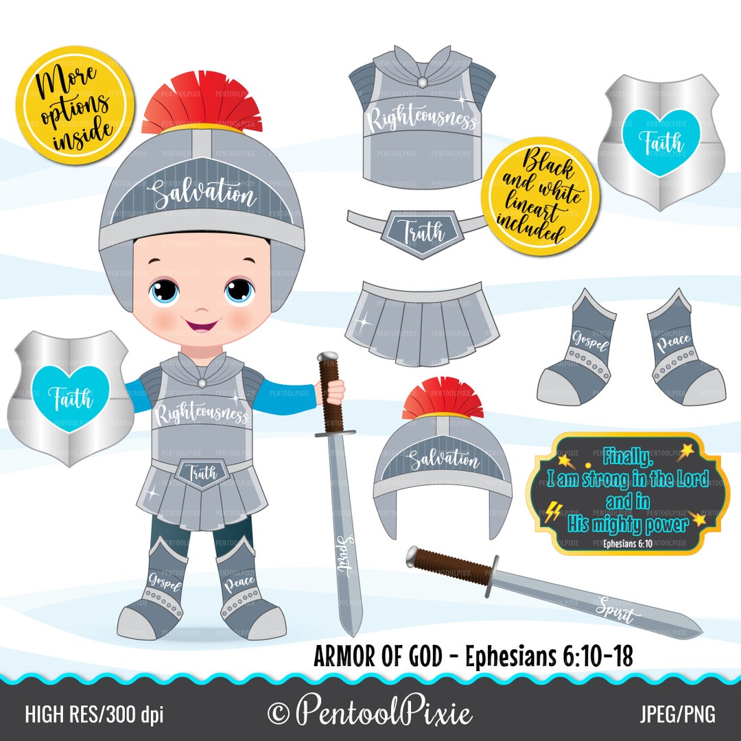 Armor of God Clipart, Caucasian Boy Clipart, Full Armor of God ...