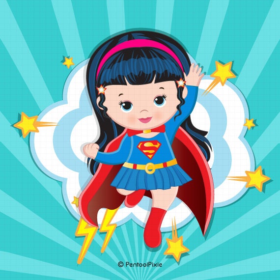 Super Madchen Clipart Super Baby Clipart Superheld Baby Etsy