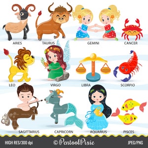 Zodiac signs clipart, zodiac symbols, astrology clipart, constellations clipart