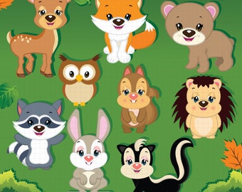 Woodland animals clipart, Animal clipart, Cute animals