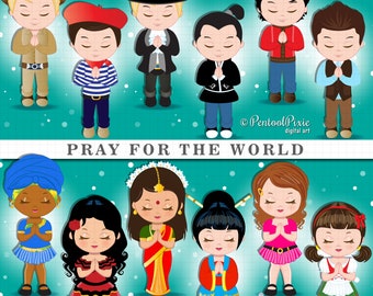 Pray for the world clipart, Children of the World clipart, Children around the World, World Children, Unity clipart, Pandemic healing