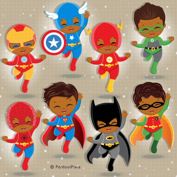 Superhero Clipart African American Superhero Costume Etsy