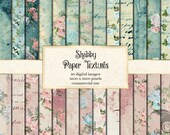 Shabby Paper Textures, vintage rustic shabby flower paper backgrounds printable scrapbook paper instant download for commercial use