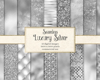 Silver Glitter Textured Background Papers Digital Download Set of 20 Papers For Personal /& Commerical Projects