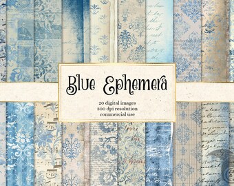 Blue Scrapbooking Papers Vintage Wood Texture Scrapbook Paper Digital Paper Digital Download Printable Collage 2708 8,5x11 Sheets