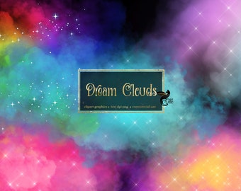 Dream Clouds Clipart, dreamy whimsical magic fantasy cloud clip art png overlays, fog smoke clipart, photography digital instant download