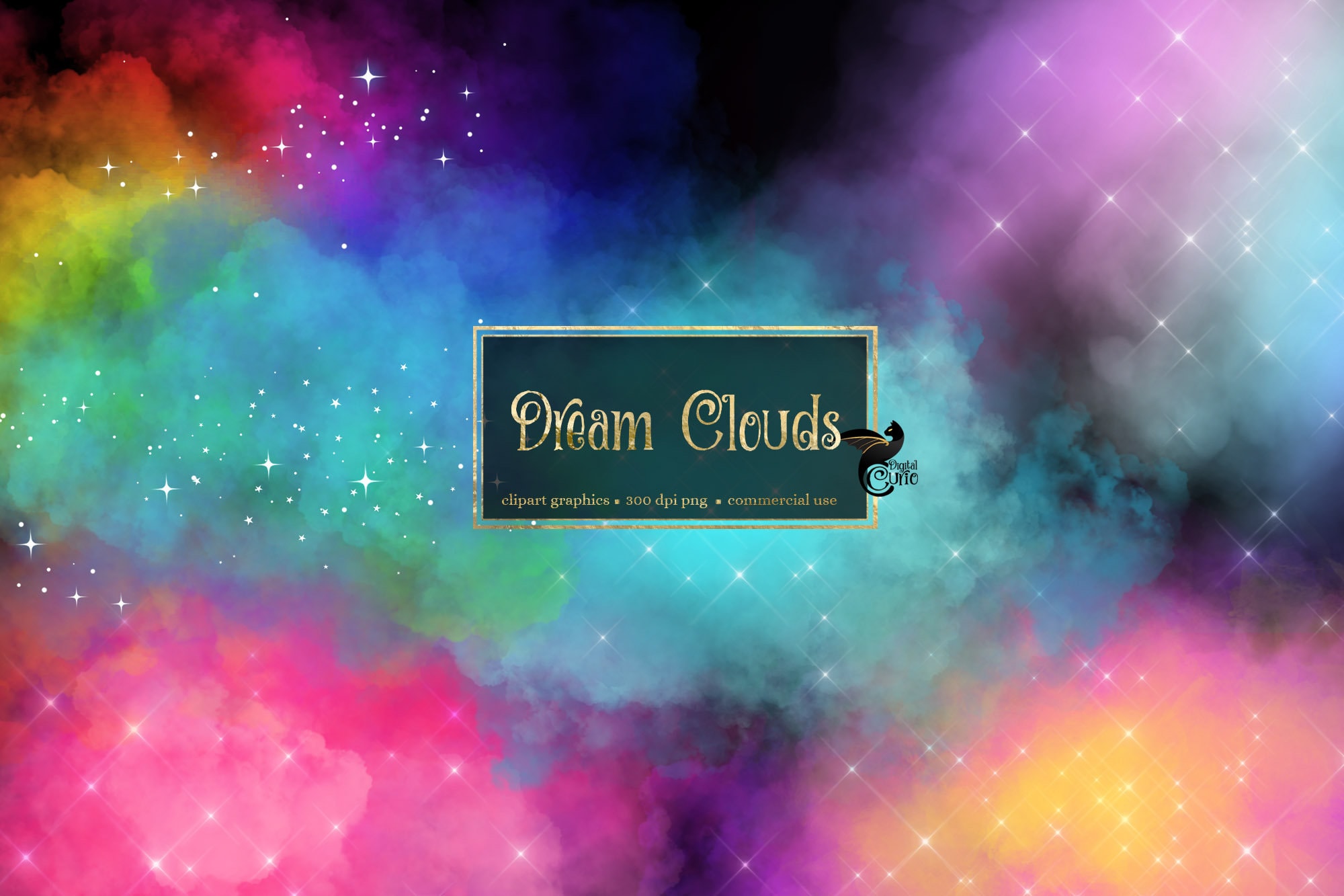 Dream Clouds Clipart Dreamy Whimsical Magic Fantasy Cloud Etsy