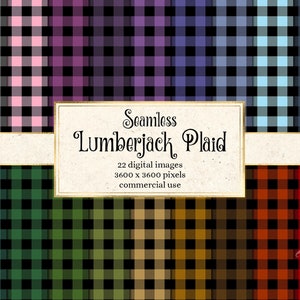 Lumberjack Plaid Digital Paper, seamless gingham pattern backgrounds printable scrapbook paper for commercial use