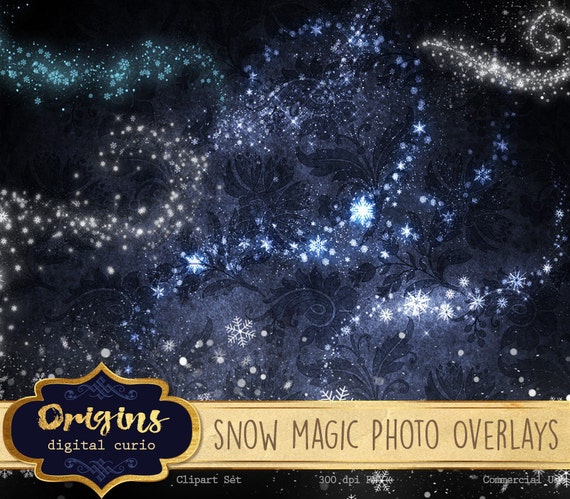 snow magic photo overlays frozen magic snowflake clipart etsy
