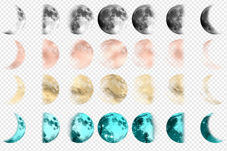 Moon Phases Clipart, watercolor moon clip art graphics in PNG format instant download for commercial use image 2