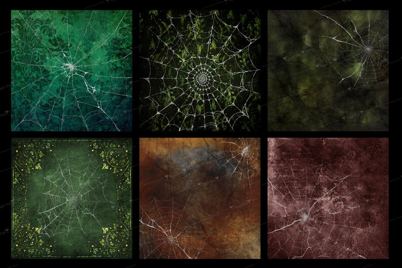 Gothic Silver Spider Web Digital Paper, Halloween Scrapbook (digital ...