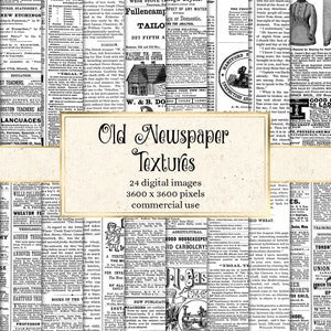 Papel digital de jornal antigo, texturas vintage 12x12 com fundos antigos de papel de jornal vintage papel de scrapbook imprimível