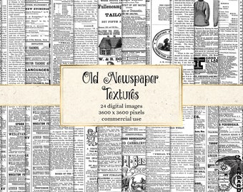 Old Newspaper Digital Paper, 12x12 vintage textures with vintage newsprint antique backgrounds printable scrapbook paper
