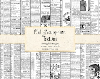 Old Newspaper Digital Paper, 12x12 vintage textures with vintage newsprint antique backgrounds printable scrapbook paper