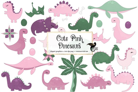 Cute Pink Dinosaur Clipart - scrapbook printable dinosaur clip art for commercial use