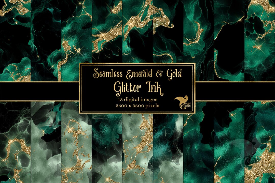 Emerald Green and Gold Glitter Digital Paper (18 Seamless Images) - Etsy