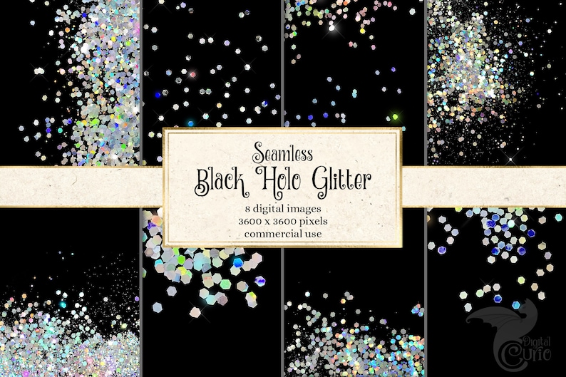 Black Holographic Glitter Digital Paper Seamless Backgrounds - Etsy