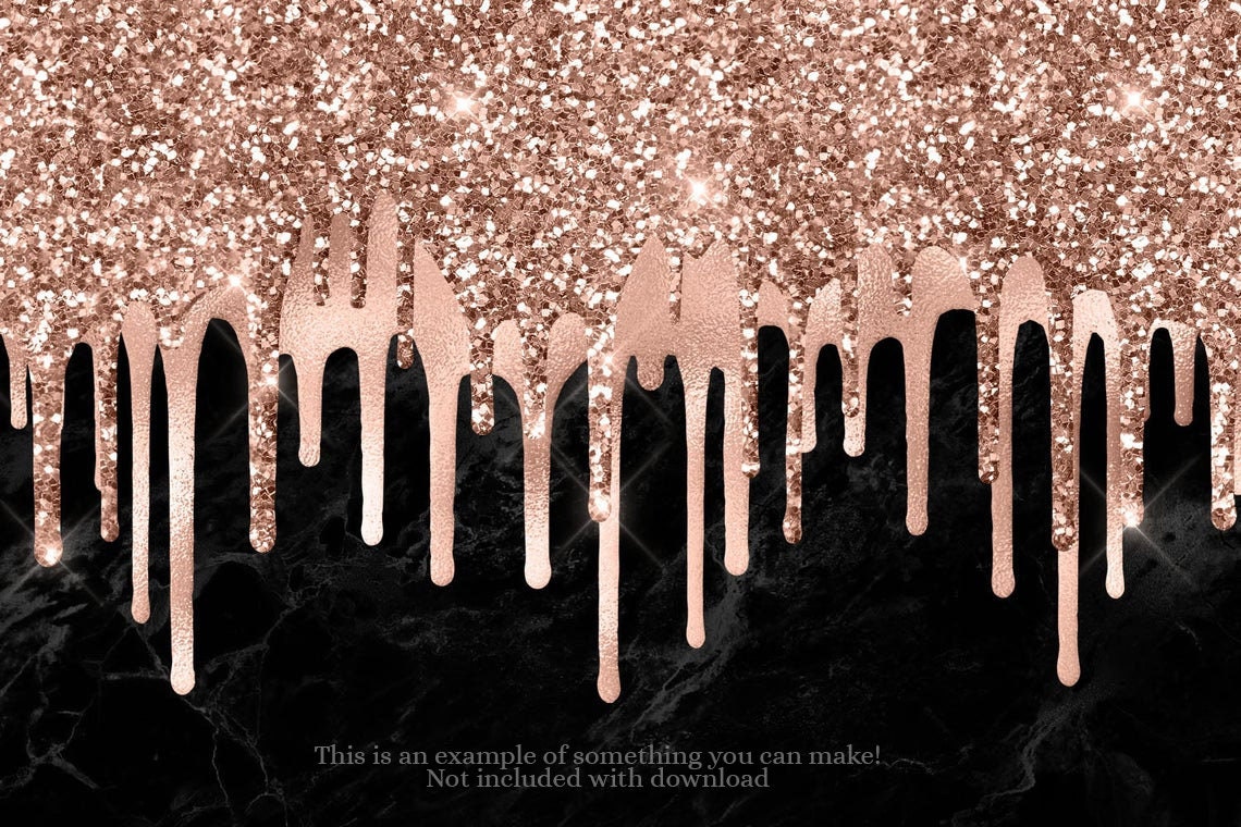 Dripping Rose Gold Clipart Rose Gold Glitter Drips Like - Etsy UK