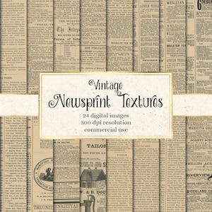 Papel digital de jornal vintage, texturas vintage 12x12 com jornais antigos, fundos antigos, papel para scrapbook imprimível